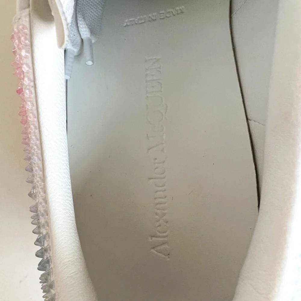 Alexander McQueen Oversized Embellished Leather Sneakers in White NWOB
